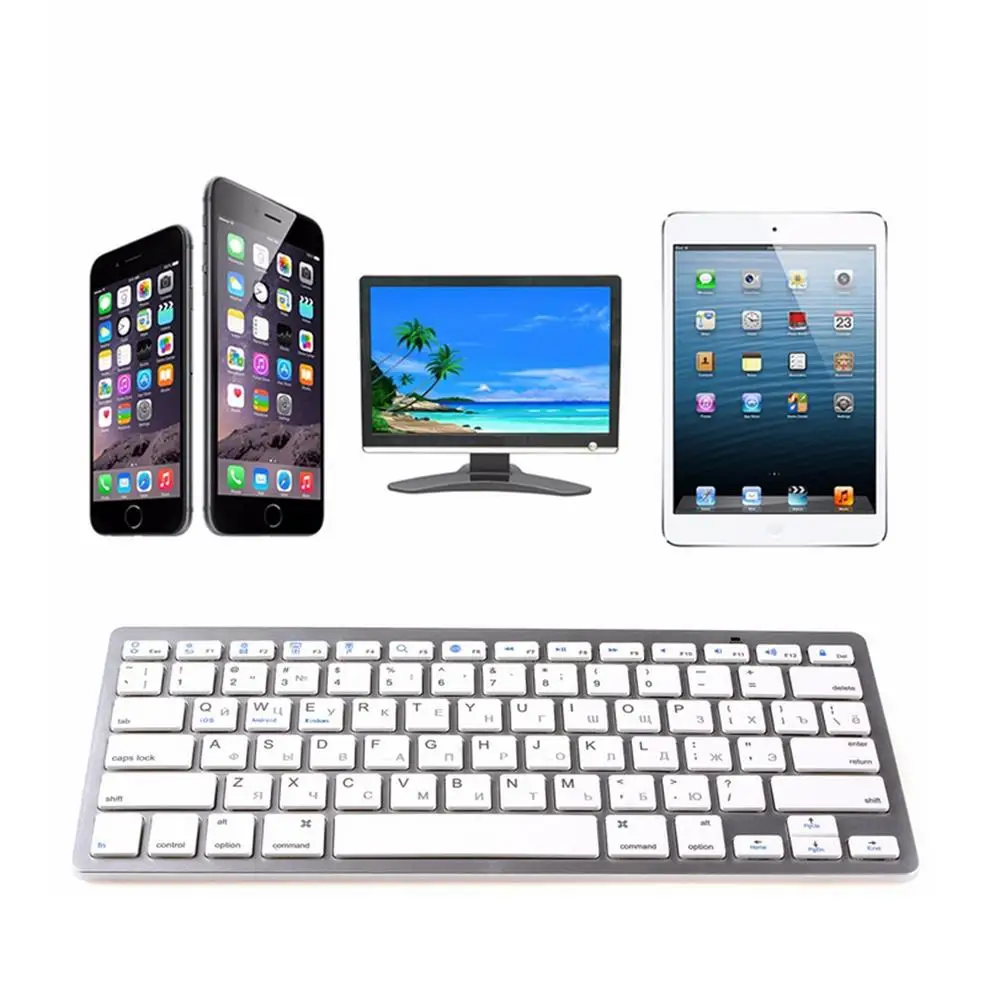 Высококачественная тонкая клавиатура Bluetooth Русская Универсальная беспроводная