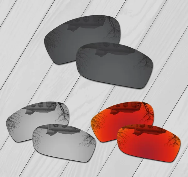 Black-Silver-Red E.O.S поляризованные улучшенная замена линз для Oakley Солнцезащитные очки с челюстью-множественный выбор - Цвет линз: Black-Silver-Red