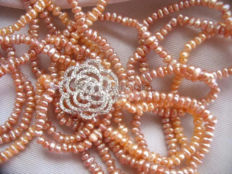 

3rows freshwater pearl necklace pink purple baroque necklace 27inch nature fashion necklace