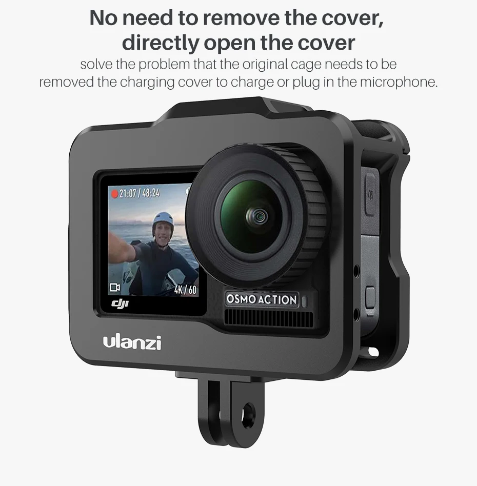 ULANZI OA-1 Vlogging металлический чехол для Dji Osmo Action Vlog чехол с холодным башмаком для микрофона светодиодный светильник