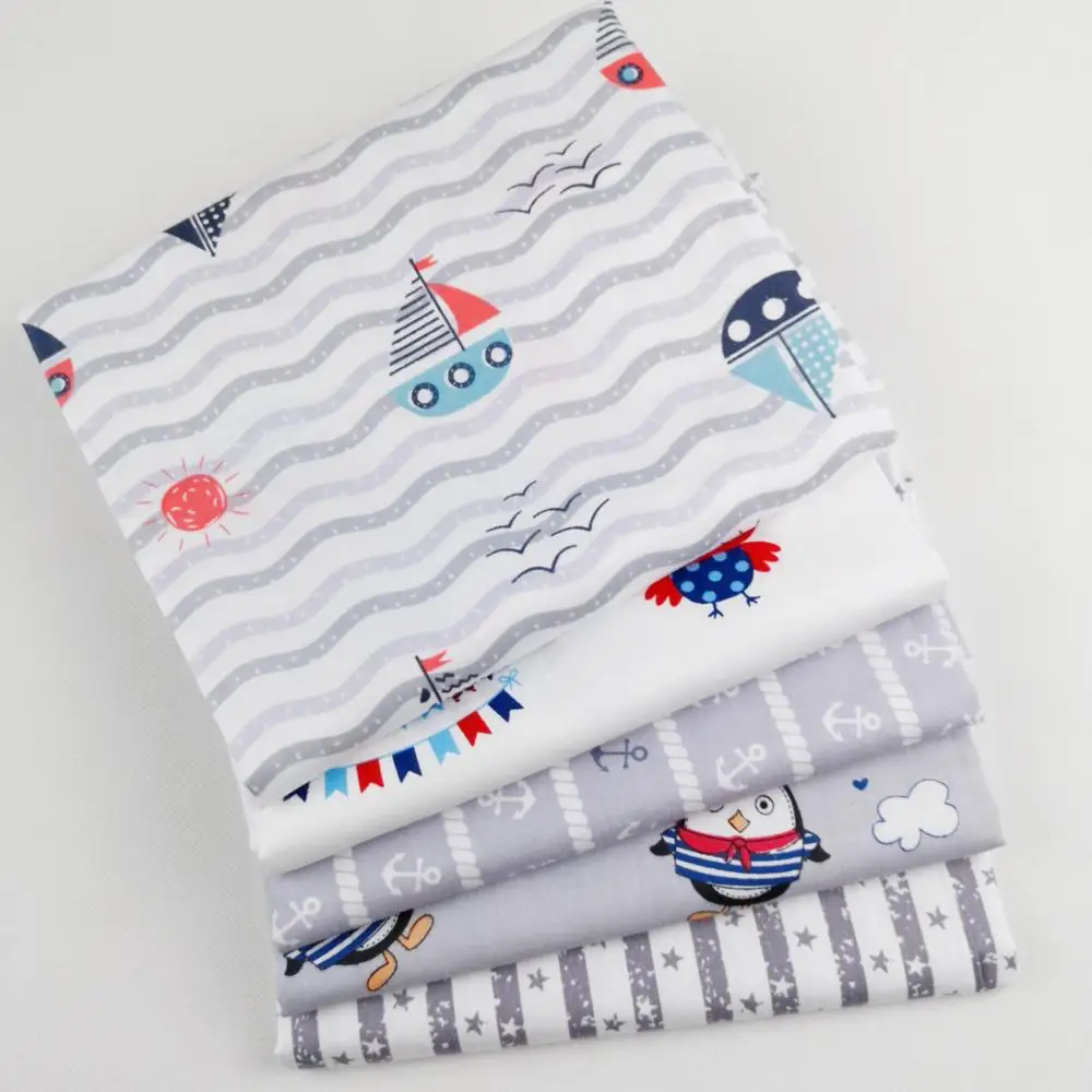 Серая Сова морской якорь Diy швейная ткань Tissus хлопчатобумажная ткань Quliting Fat Quarters лоскутный материал для скрапбукинга Детский домашний текстиль