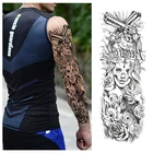 Временная татуировка на всю руку, водостойкая Временная тату-наклейка с двойным пистолетом для мужчин, женщин, мужчин, взрослых и детей, темная Марка