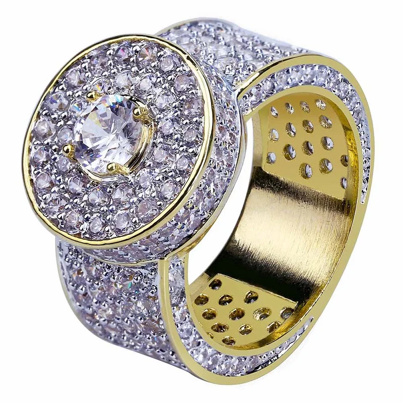 TOPGRILLZ Золото Цвет Все Iced Out большой камень микро проложить кубический циркон кольцо 7 8 9 10 11 пять размеров кольца хип-хоп ювелирные изделия для мужчин