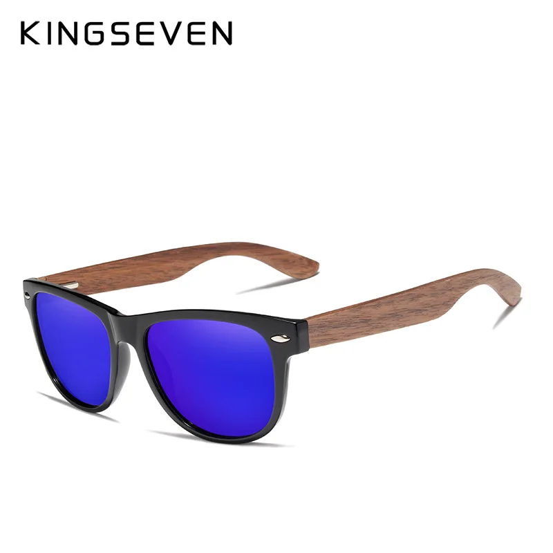 Мужские солнцезащитные очки KINGSEVEN черные поляризационные из орехового дерева с