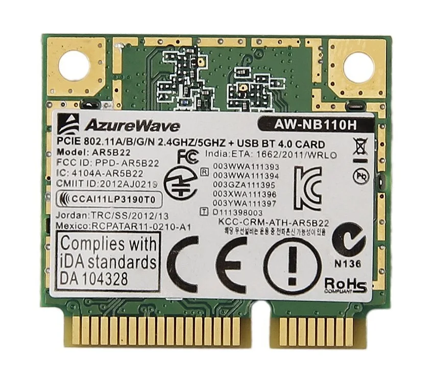 Оптовая Продажа Новинка для Atheros AR5B22 AW-NB110H 2 4G/5 0 ГГц 300 Мбит/с беспроводной Wi-Fi Bluetooth