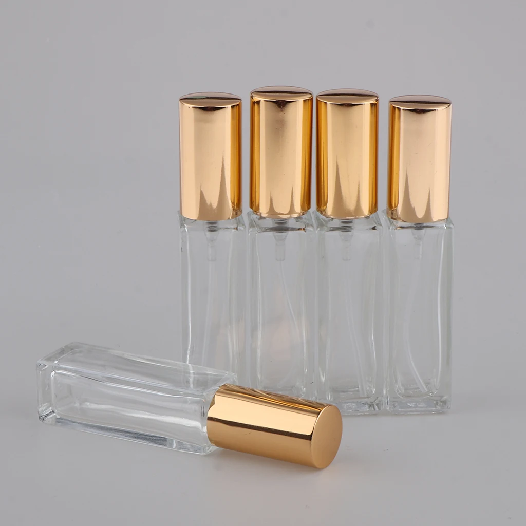 

5pcs Spray Bottles Refillable Cosmetic Bottle Portable Perfume Container Travel Bootles with 13 Teeth Screw Lid