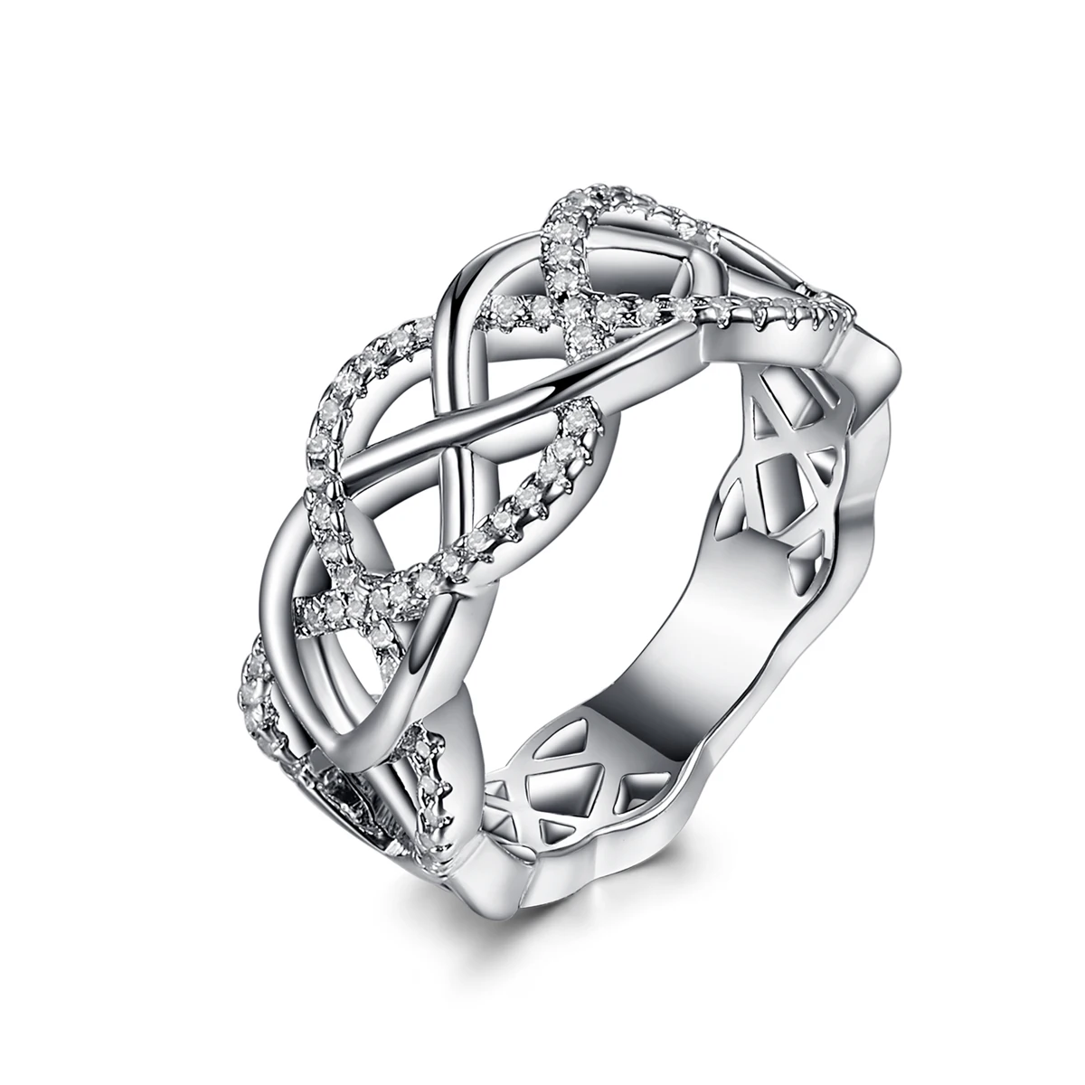 Мода уникальный крест Витая Полые Изысканный партия серебряное кольцо белый