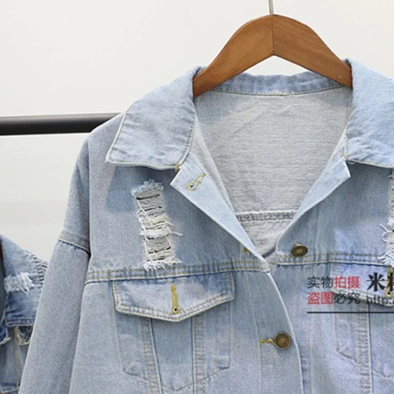 

2018 New arrival women's colored beauty print denim jacket Lady's casual loose coat Female fashion outerwear