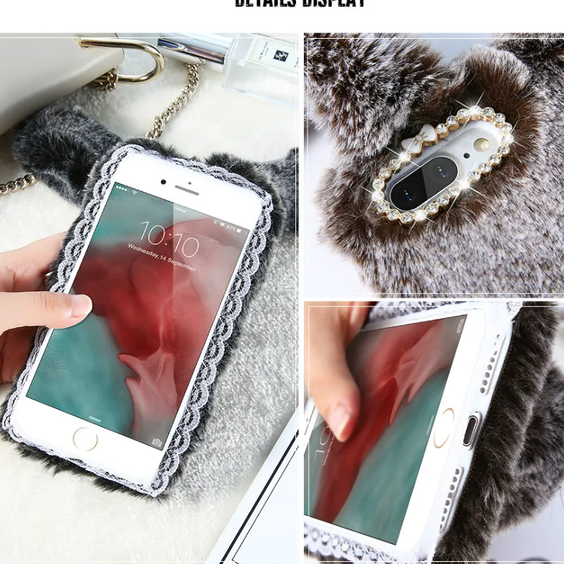 Rabbit Hair Case For Samsung A3 A5 A7 J3 J5 J7 2016 2017 Fluffy Fur Soft Galaxy S8 S9 Plus Note 9 8 |