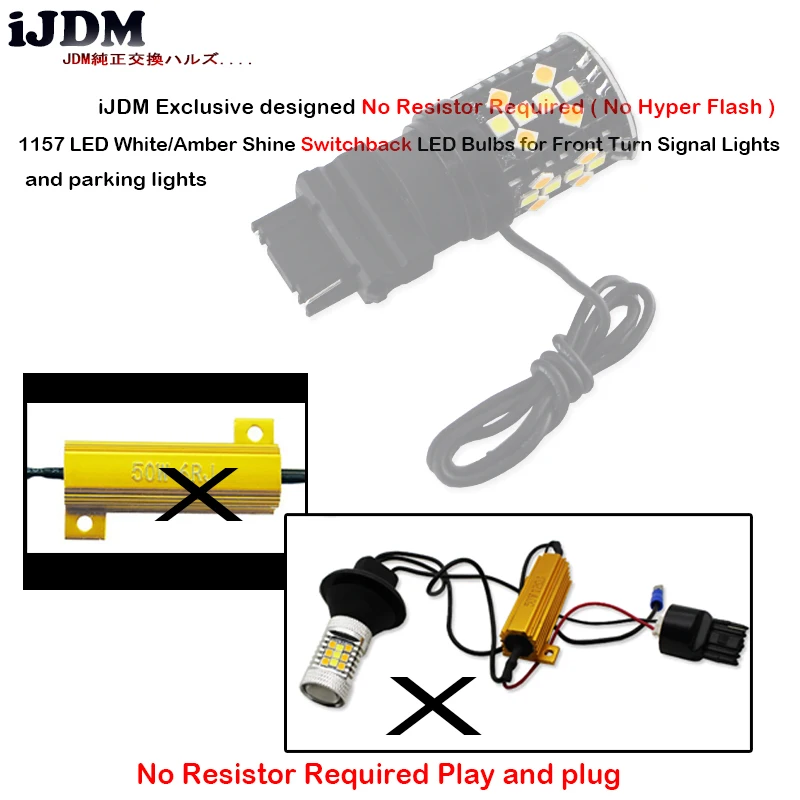 IJDM нет Hyper Flash 3156 светодиодный Canbus PY27W T25 горки белый/желтый светодиодный лампы для Габаритные огни/указатели поворота 12 V