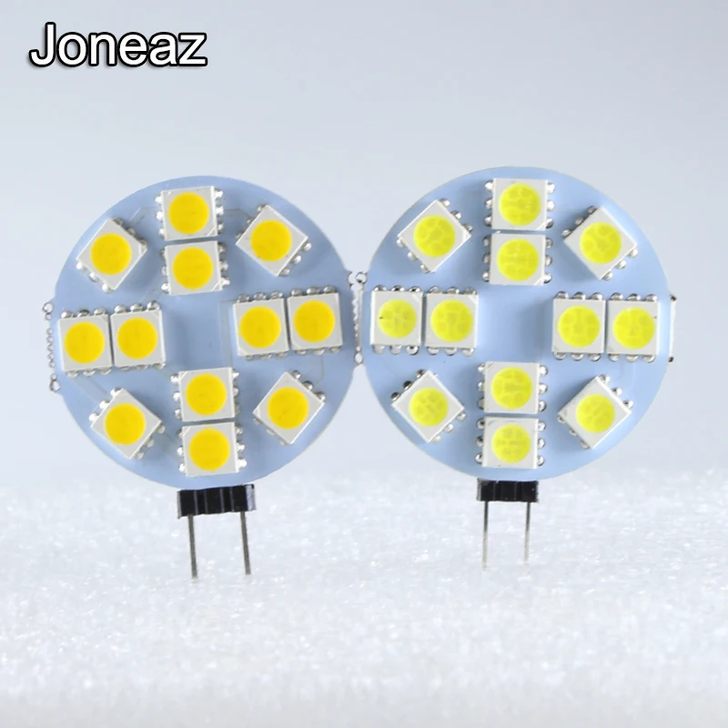 Joneaz 1x G4 Светодиодная лампа постоянного тока 12 В 3 Вт круглой формы SMD 5050 12 светодиодов лампы декоративный светильник s внутренний светильник 12 В галогенная лампа