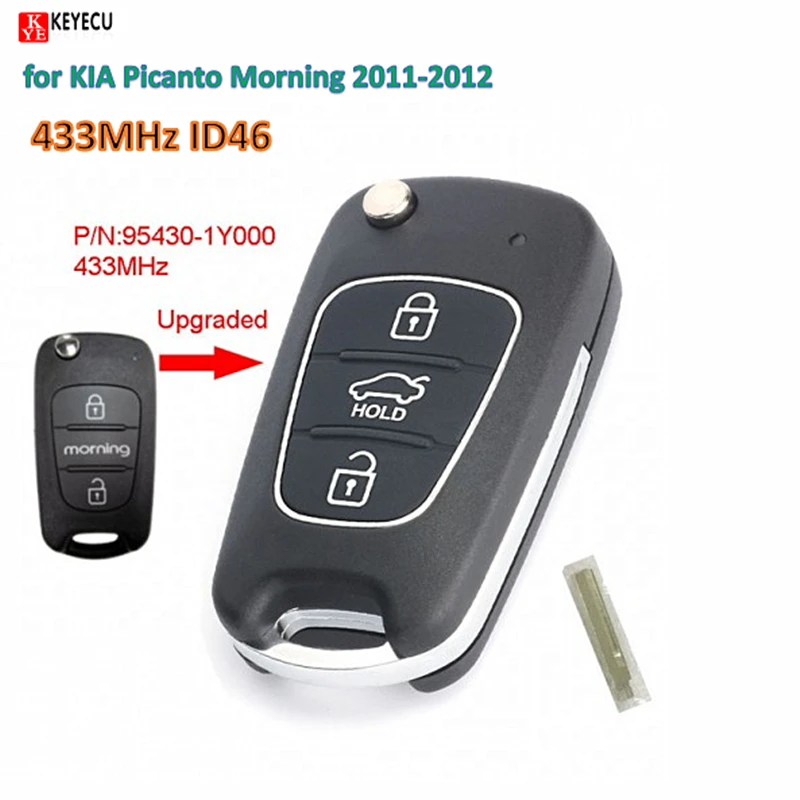 Смарт флип Keyecu для самостоятельной сборки улучшенная система 3 кнопки 433 МГц ID46 KIA