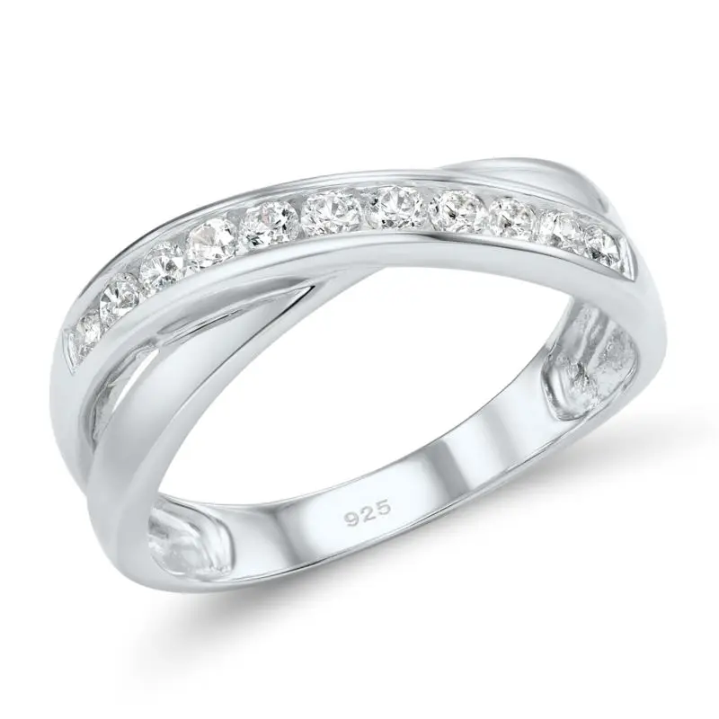 Серебряные кольца для Для женщин Обручение обручальное кольцо белый камень