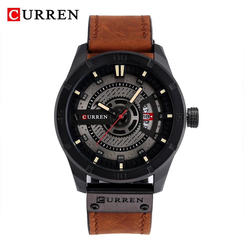

curren watch men military quartz watch classic black case leather strap casual mens wrist watches high quality relogio masculino