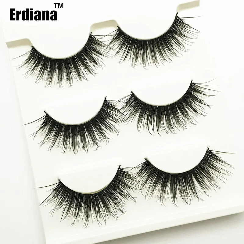 Erdiana 3 пар/компл. 100% ручной работы 3D натуральный хлопок стебель ресницы норковые