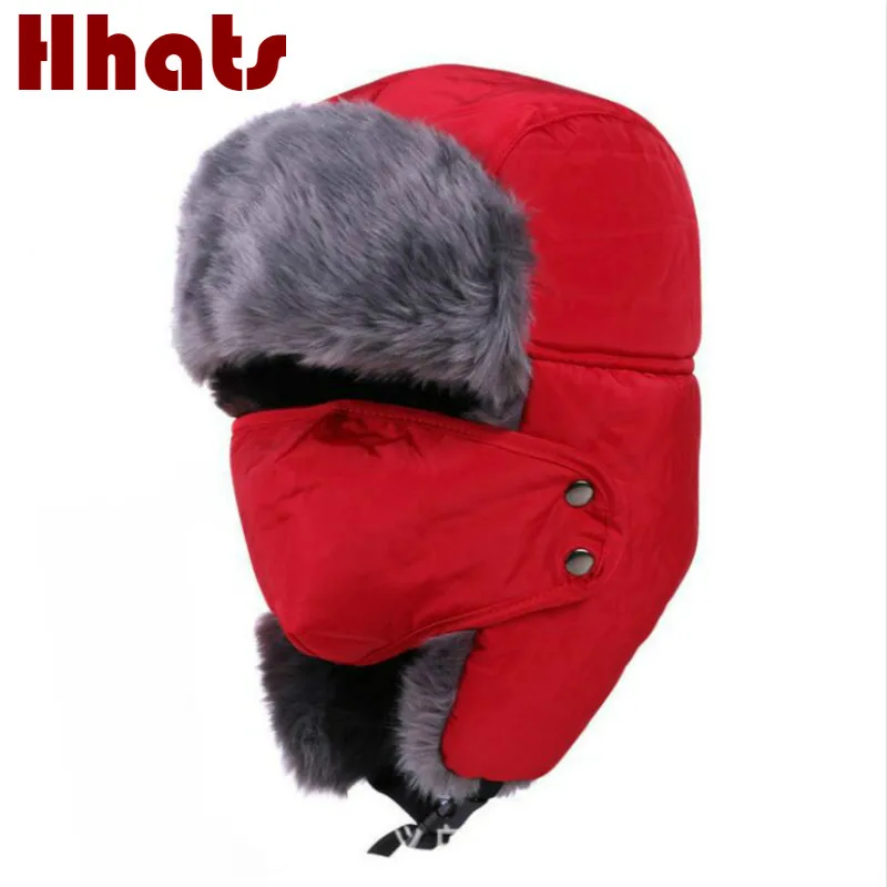 Шапка ушанка с капюшоном из искусственного меха|aviator cap|bomber hatear flap |