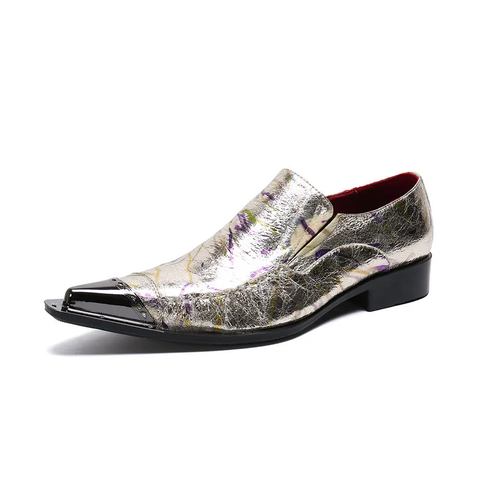 Mocassin homme sapatos натуральная кожа блестящая сталь острый носок формальное платье