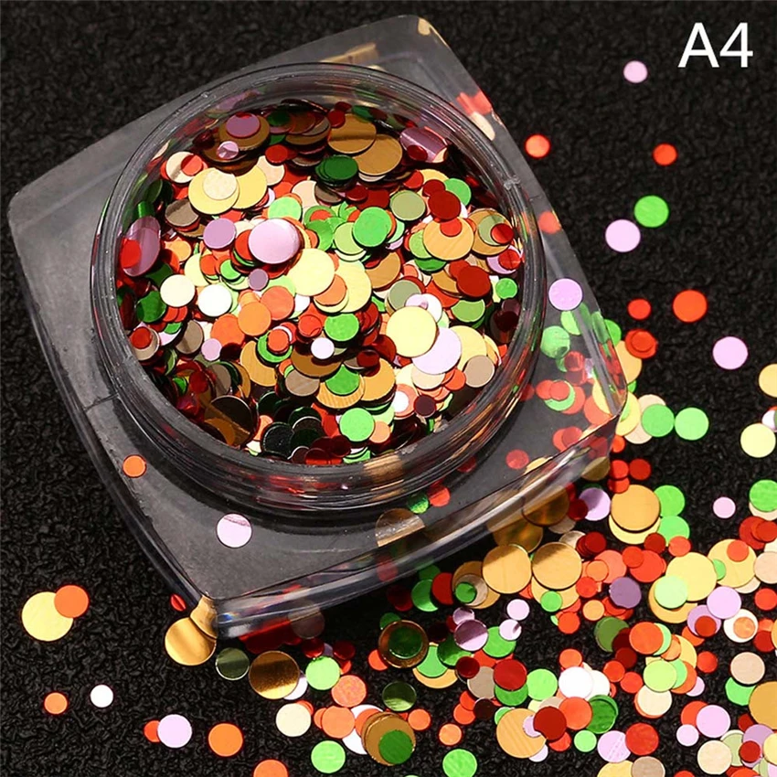 D Nail foil 1.5g Hot Fashion Mixed Mini Round Thin Nail Art Glitter Paillette Nail Tip Bottle Gel adesivi unghie 0108 X0424 1 10 - Цвет: D