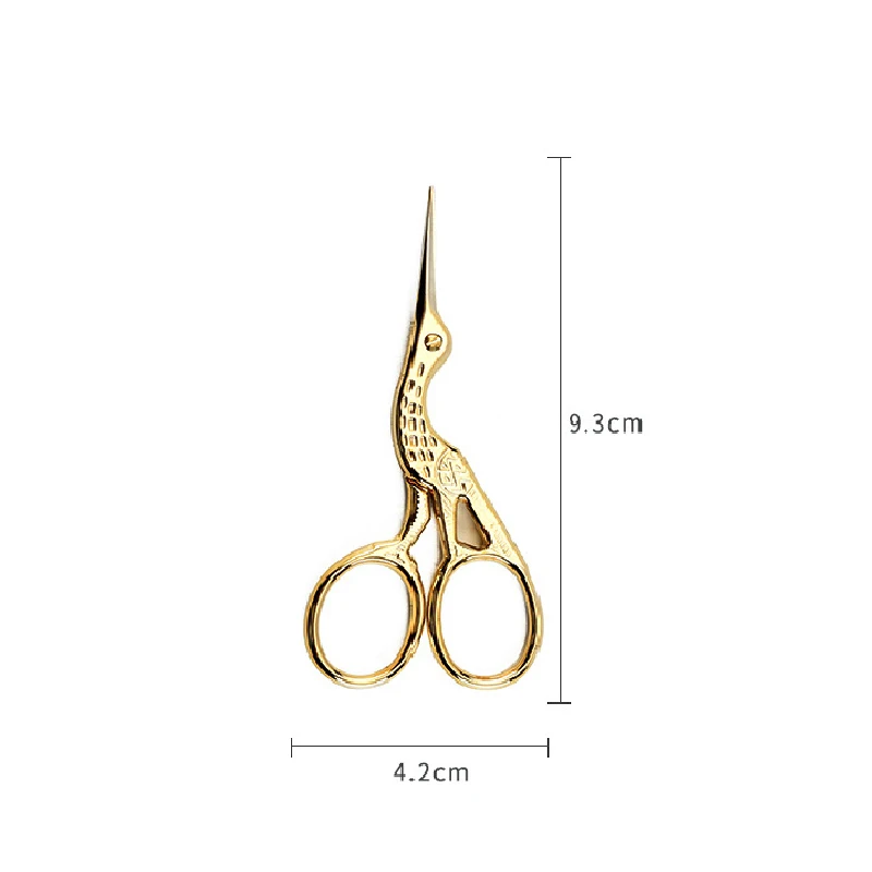 93mm gold 1 шт. портновские ножницы из нержавеющей стали Stork Crane ножницы для вышивания винтажная Ткань Профессиональные портные ножницы - Цвет: 93mm gold