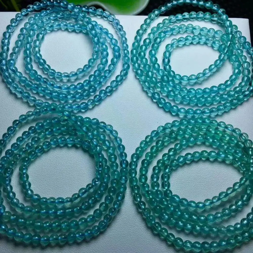 

Natural Crystal Bracelet Blue Aquamarine stone 4mm AAA 3rows