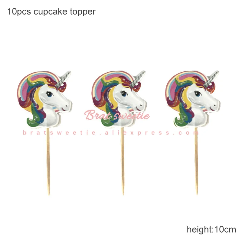 A unicorn caketopper Единорог вечерние Unicornio счастливый плакат "с днем рождения" шары для детей украшение для именинного торта дети партии украшения сувениры Поставки - Цвет: A unicorn caketopper