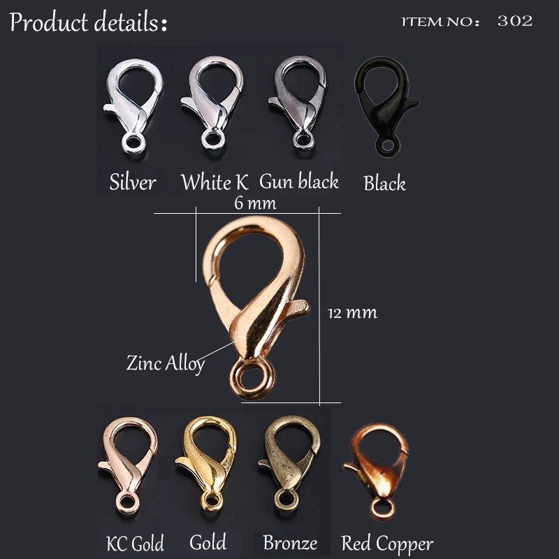 50pcs/lot  Jewelry Findings Alloy  Lobster Clasp Hooks For Jewelry Making Necklace bracelet Chain DIY Supplies Accessories