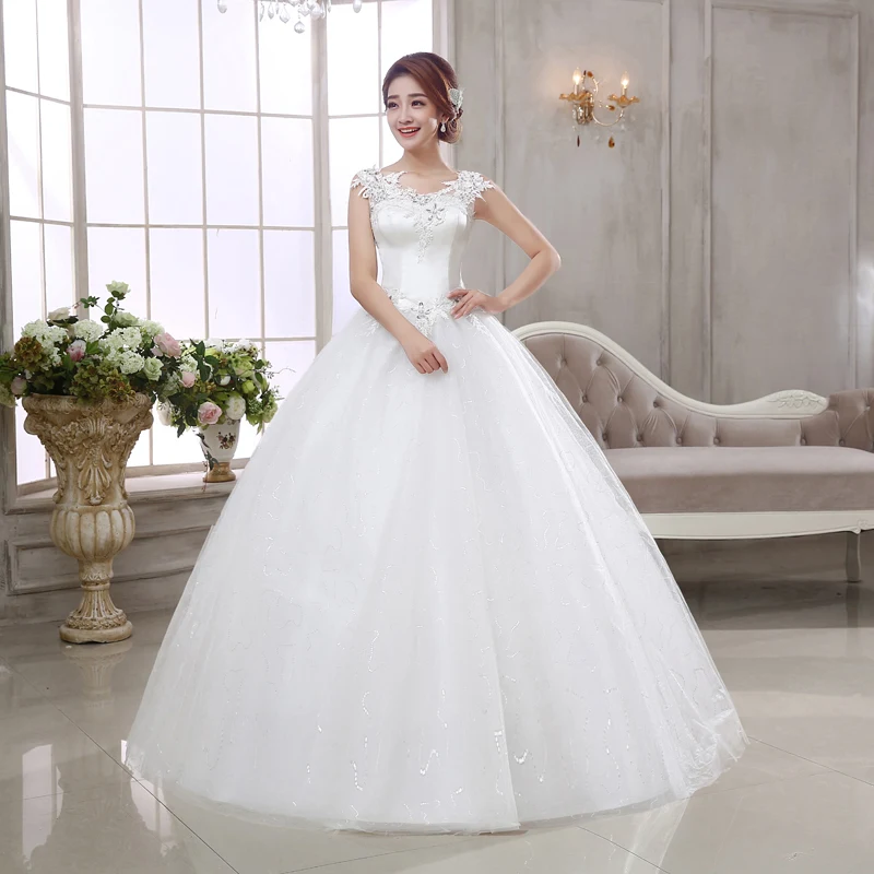 

New Arrival Elegant Wedding Dresses White/Ivory Ball Gown Lace Up Back Romantic Princess Formal Dress Bridal Gown