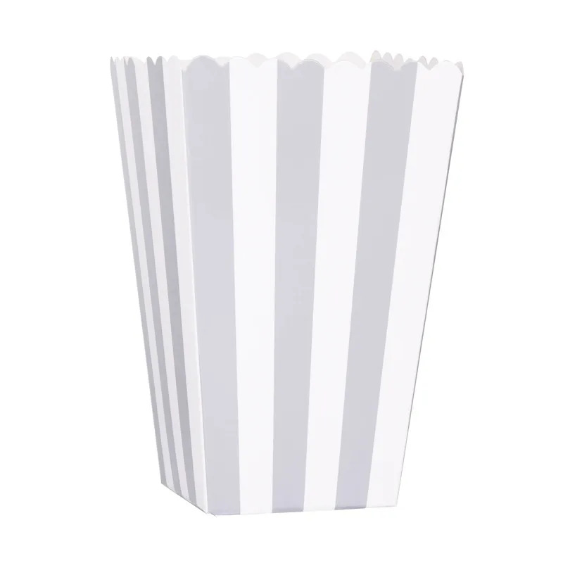 sliver stripes 6 шт. коробка для попкорна красочные шеврон полосы в горошек Подарочная вечерние коробка партии Фавор Свадебные поп вечерние кукурузы украшения сумки Лут золото - Цвет: sliver stripes