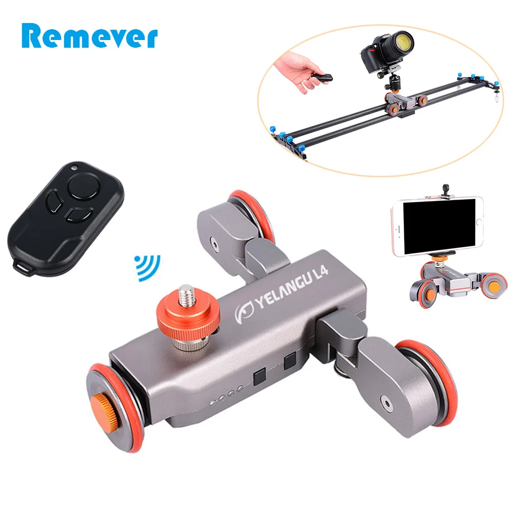 

360 Degree Photography Autodolly Pulley Rolling Slider with Remote Control Mini Motorized Electric Car for Phones Cameras DSLR