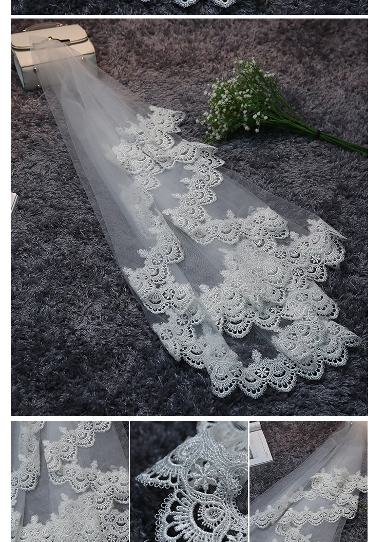 JIERUIZE в наличии кружевная кромка длиной 1 5 м свадебная фата Высококачественная