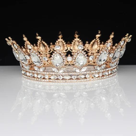 Tiara 15 15 цветов Винтаж Королева Король диадема невесты Тиара короны золото кристалл женщин выпускного вечера свадебные украшения для волос невесты аксессуары для волос - Окраска металла: Tiara 15