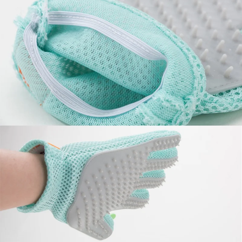 Перчатка для удаления шерсти у животных из силикона с расческой для ухода за кошками и чистки, повышающей кровообращение.