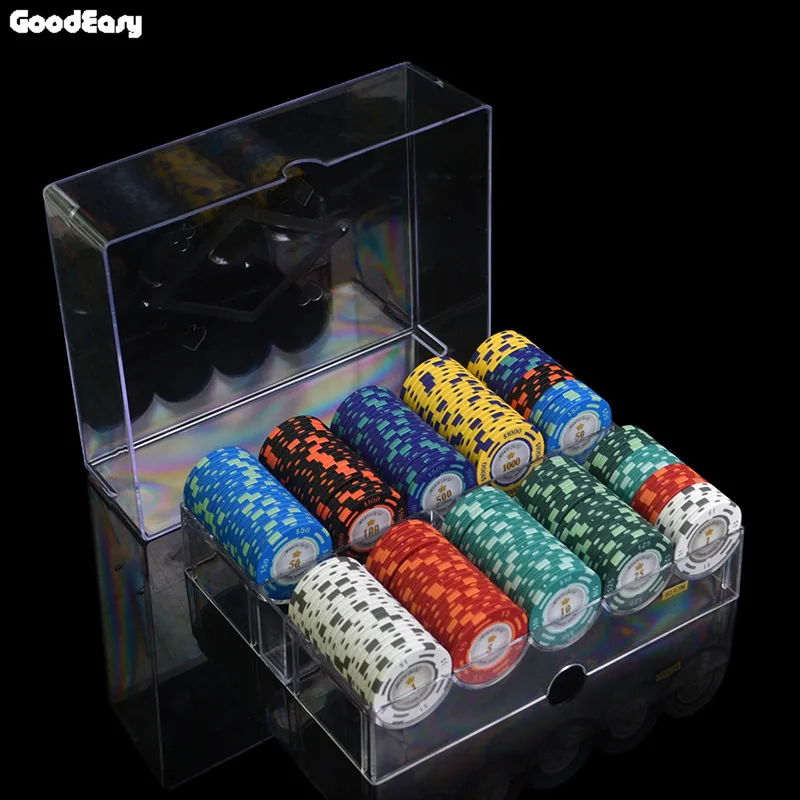 200pcs with lid 100-1000 шт./лот Профессиональный Техас фишки для покера долларовые монеты 14g Цвет липкая глина чипы валюта дешевые чипсы наборы для ухода за кожей - Цвет: 200pcs with lid