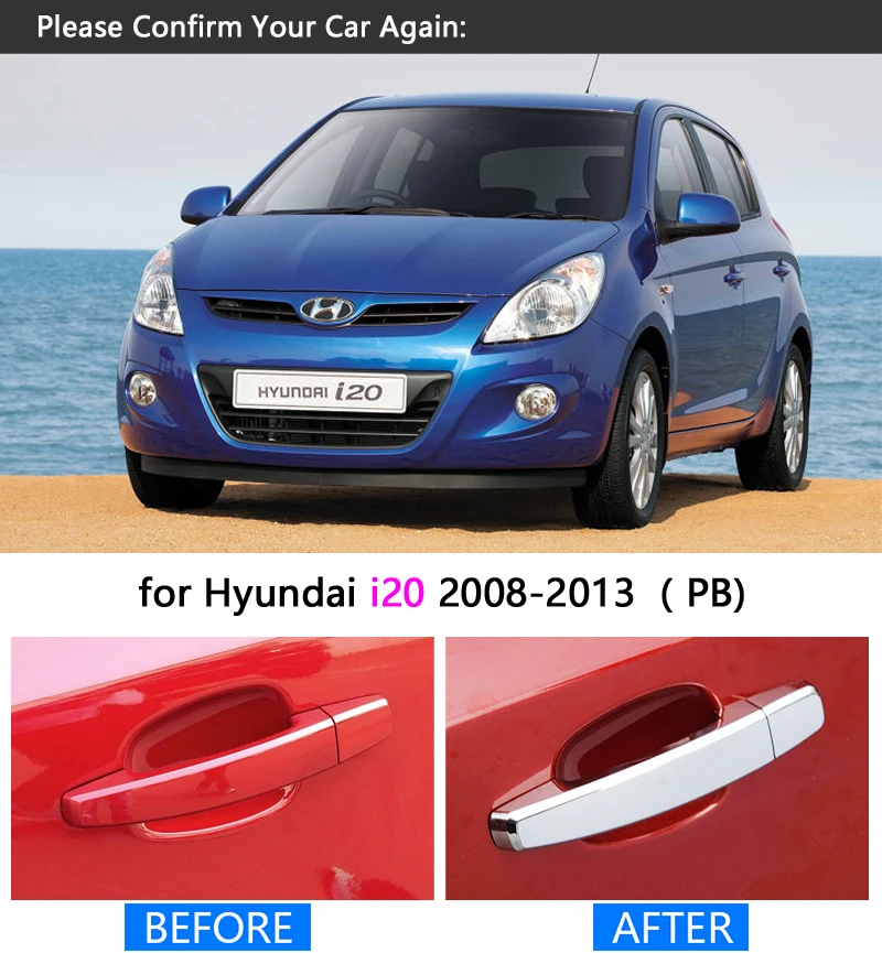 Хромированная накладка на дверную ручку для Hyundai i20 2008 - 2013 PB комплект отделки 2009