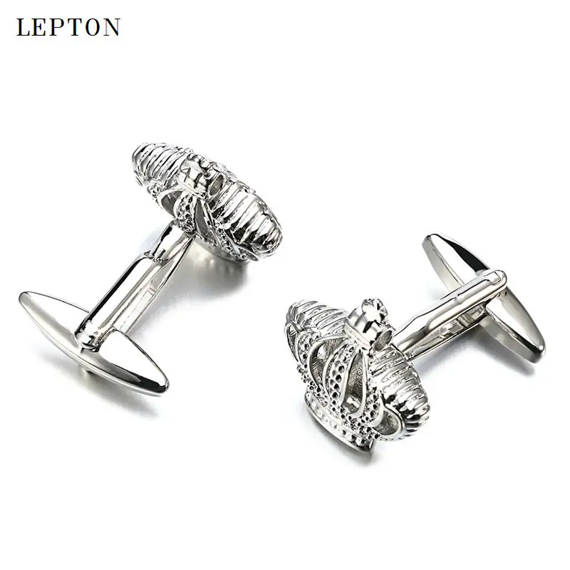2017 Sale Real Tie Clip Classic Crown Cufflinks Lepton Brand Metal Cuff links For Men Shirt Cufflink Relojes gemelos | Украшения и