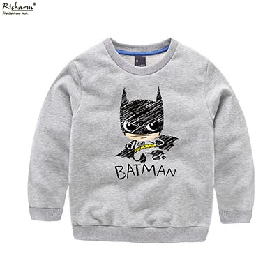 Детская футболка с рисунком Бэтмен для мальчиков осень модная хлопковая длинным