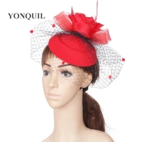 classical color fascinator headwear colorful mesh wedding bridal veils party show hair accessories millinery women cocktail hats