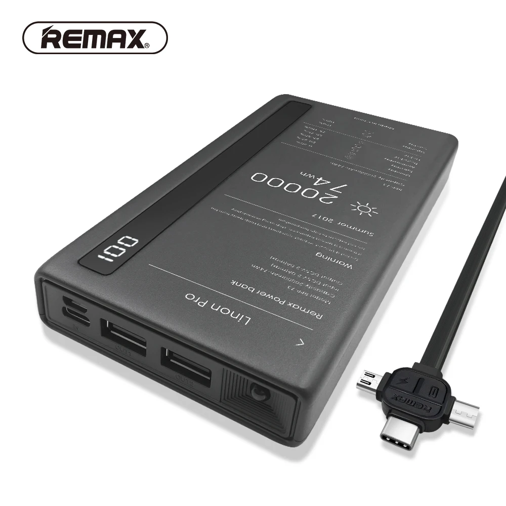 Remax USB power Bank 20000 мАч Быстрая зарядка портативное зарядное устройство Тип C микро Usb