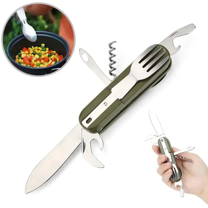 Открытый складной набор посуды из нержавеющей стали многофункциональный