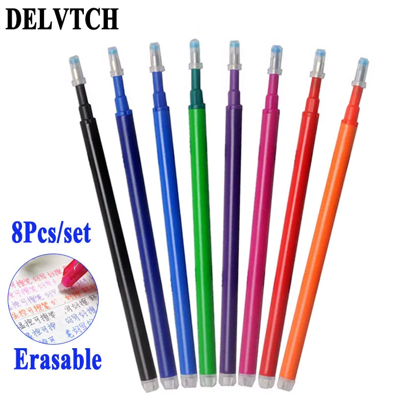 DELVTCH 0,5 мм 8 шт./компл. стираемая стержни для гелевых ручек Замена 8 Цвета доступны Офис школа студент написание