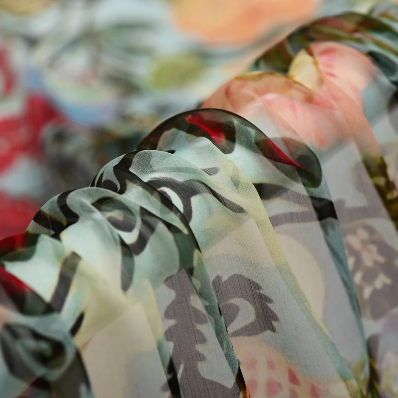 Ретро Сад цифровая струйная Шелковая гладкая ткань 5 мм легкая шелковая