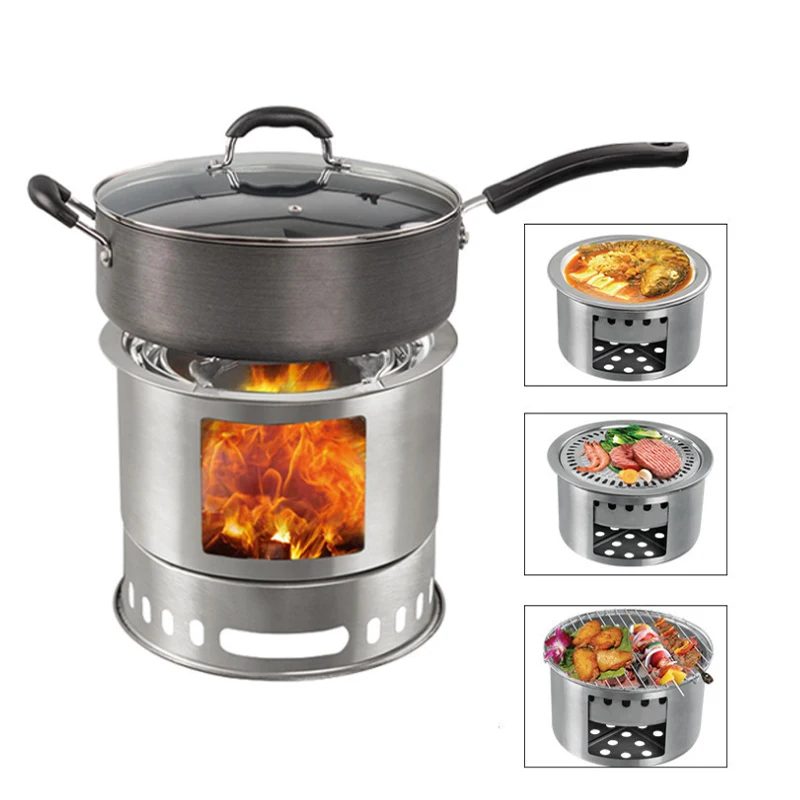 KA18 Multi-Purpose Fuel Stove Foldable Outdoor Firewoods Coal Camping Barbecue String Stew Whole Set Description of | Спорт и