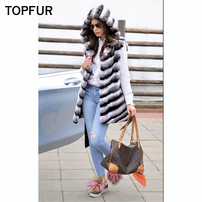 Модный зимний жилет из натурального меха с меховым капюшоном роскошный новый