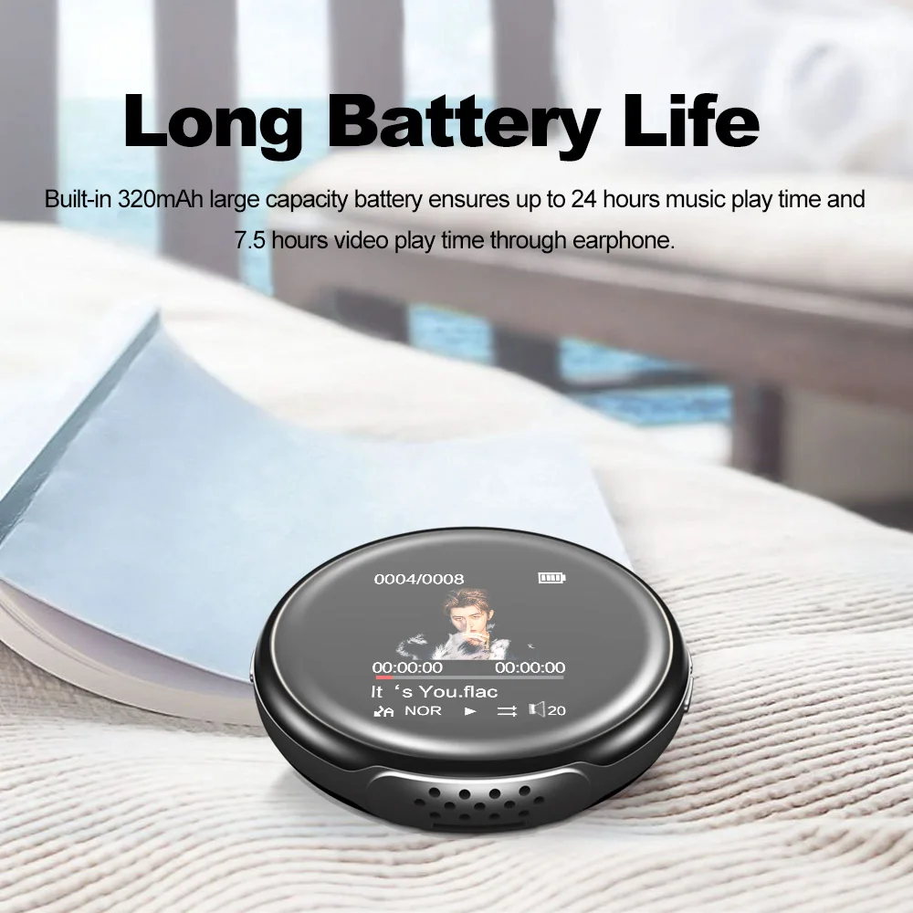 RUIZU M1 Bluetooth спортивные MP4 плеер Портативный аудио 8 ГБ с Встроенный динамик, fm-плейер, электронная книга, радио APE Flac музыкальные проигрыватели