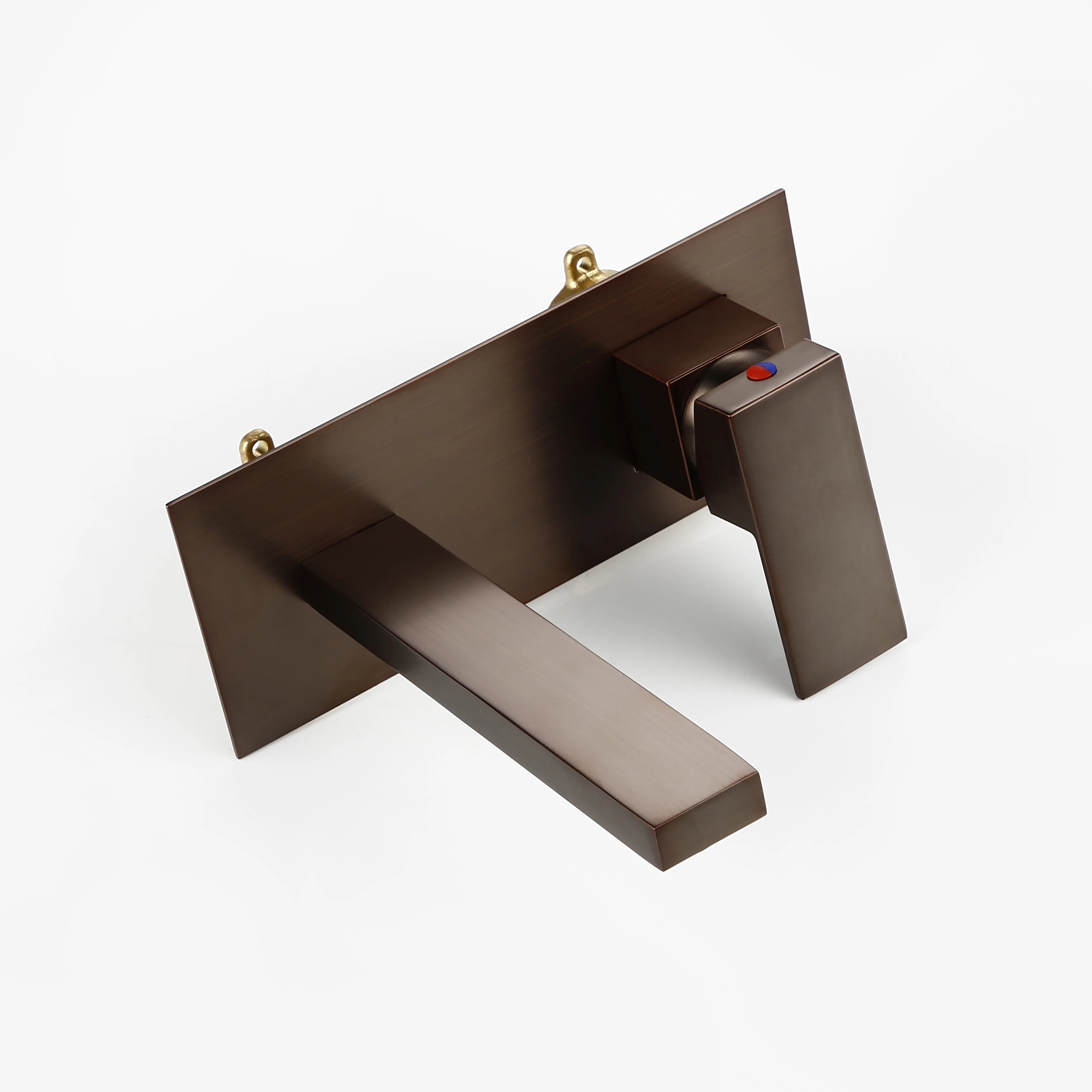 Bronze Bathroom Brass Wall Mounted Square Basin Faucet Single Handle Mixer Tap Hot& Cold Water Diverter Tap Modern Sink Faucet