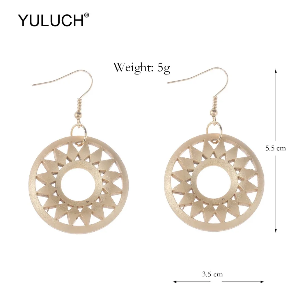 Серьги-подвески YULUCH Круглые деревянные с полой шестерней модные 2019 | Украшения и