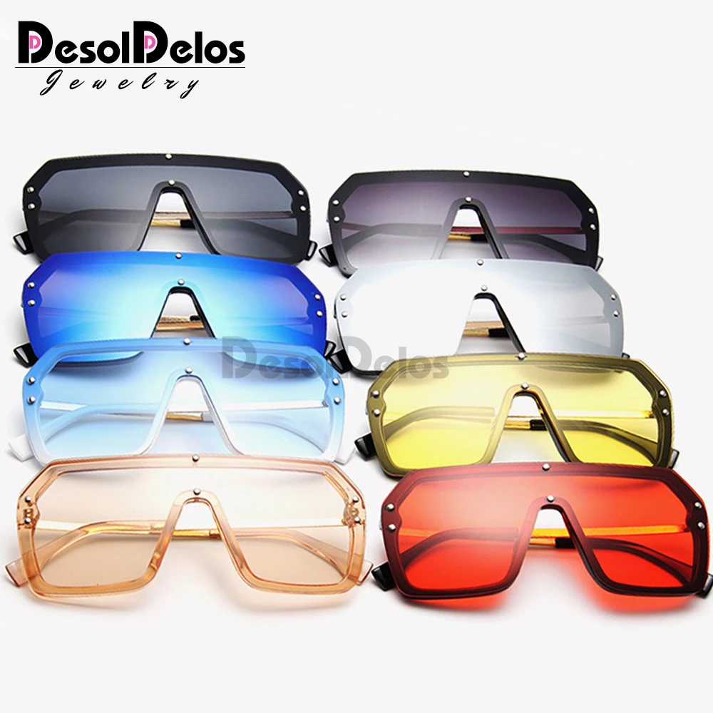 

One Piece Sunglasses Square Men Half Metal Summer Style Oversized Sun Glasses for Women Large Candy Colors Sunglasses N053