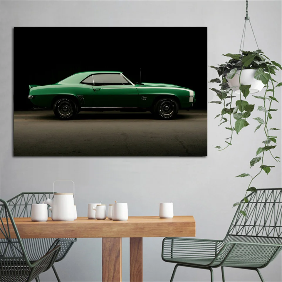 1969 классический зеленый Camaro Ретро крутой мышечный автомобиль KC225 гостиная