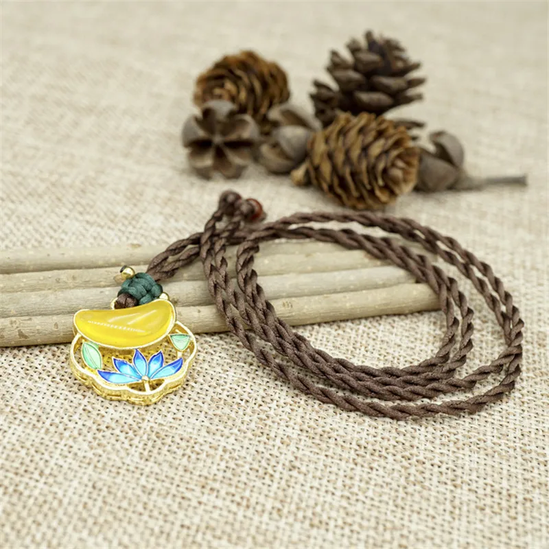 new arrival women necklace yellow lotus pendant bohemia jewelry accessories wholesale retail sweater choker necklaces BX070 | Украшения и