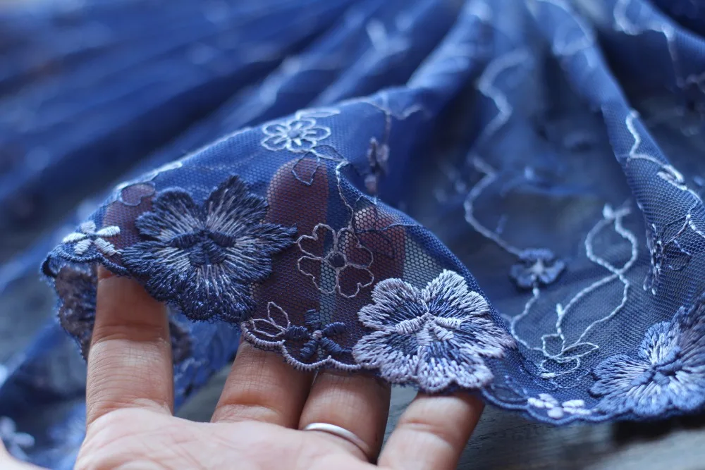 2 ярда/партия ширина 19 см вышивка тюль сетка с кружевной отделкой кружевная